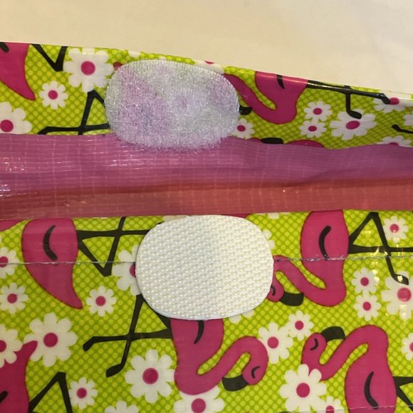 Clutch Duct Tape Wallet Green Pink Flamingo Pattern 7.5" x 4" Pocketbook Pouch - Picture 3 of 11